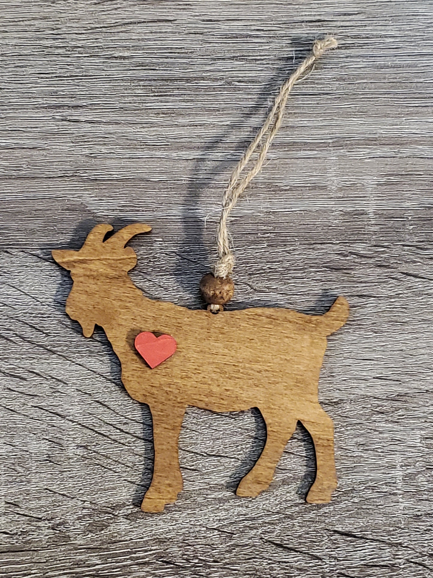 Wood Ornament, Car Charm - Goat