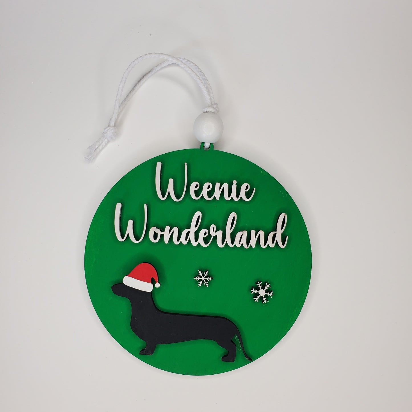 Wood Ornament - "Weenie Wonderland" Dachshund