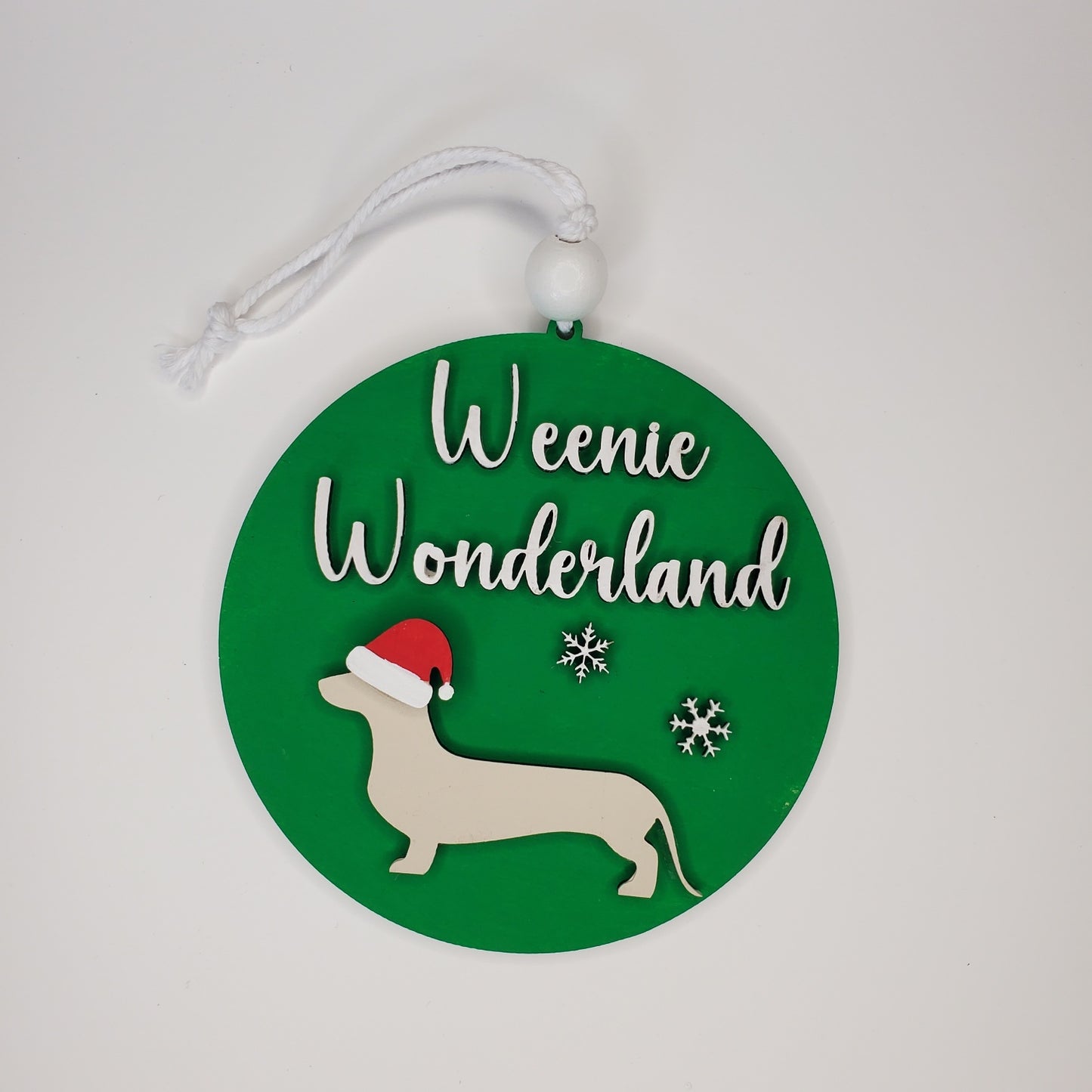 Wood Ornament - "Weenie Wonderland" Dachshund