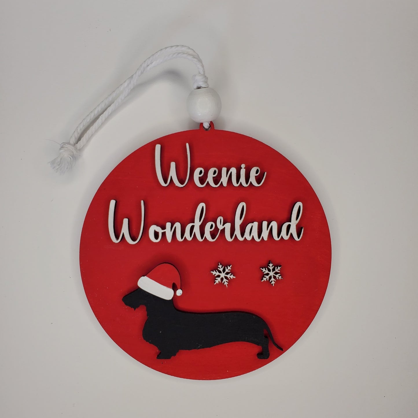 Wood Ornament - "Weenie Wonderland" Dachshund