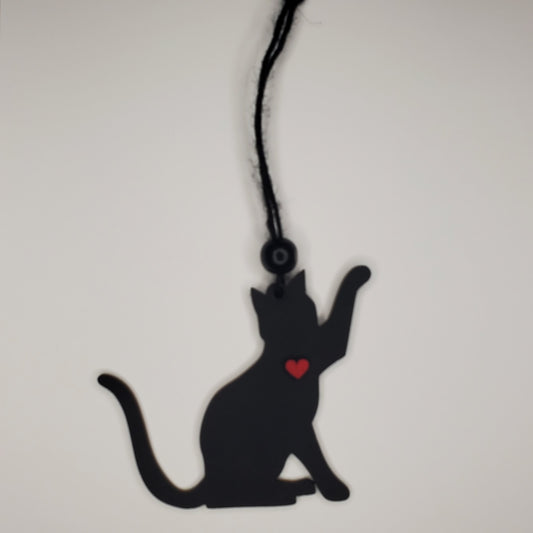 Wood Ornament, Car Charm - Cat