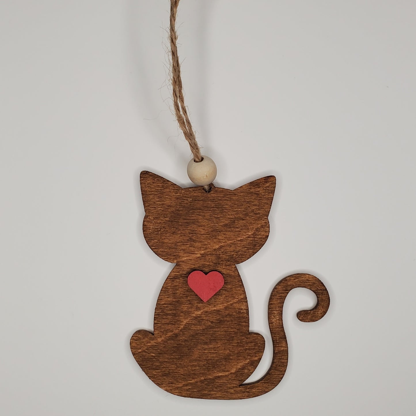 Wood Ornament, Car Charm - Cat