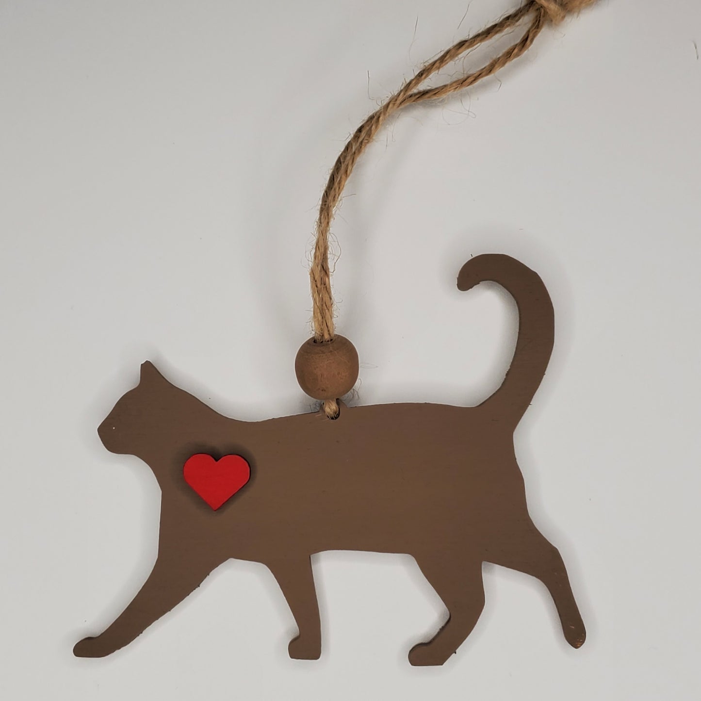 Wood Ornament, Car Charm - Cat
