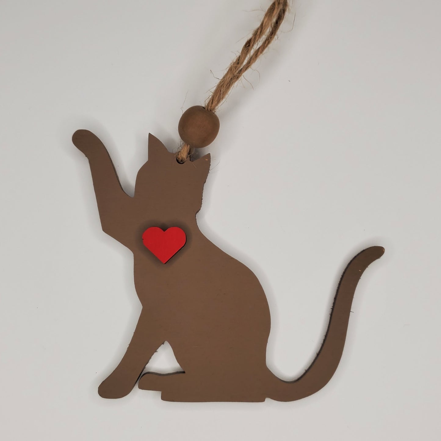 Wood Ornament, Car Charm - Cat