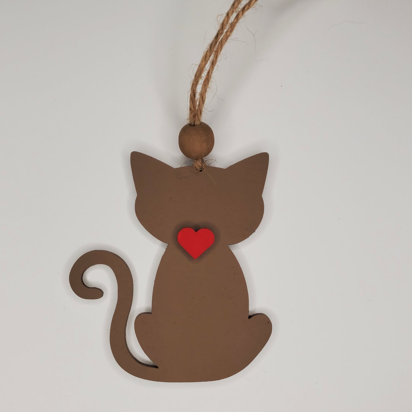 Wood Ornament, Car Charm - Cat