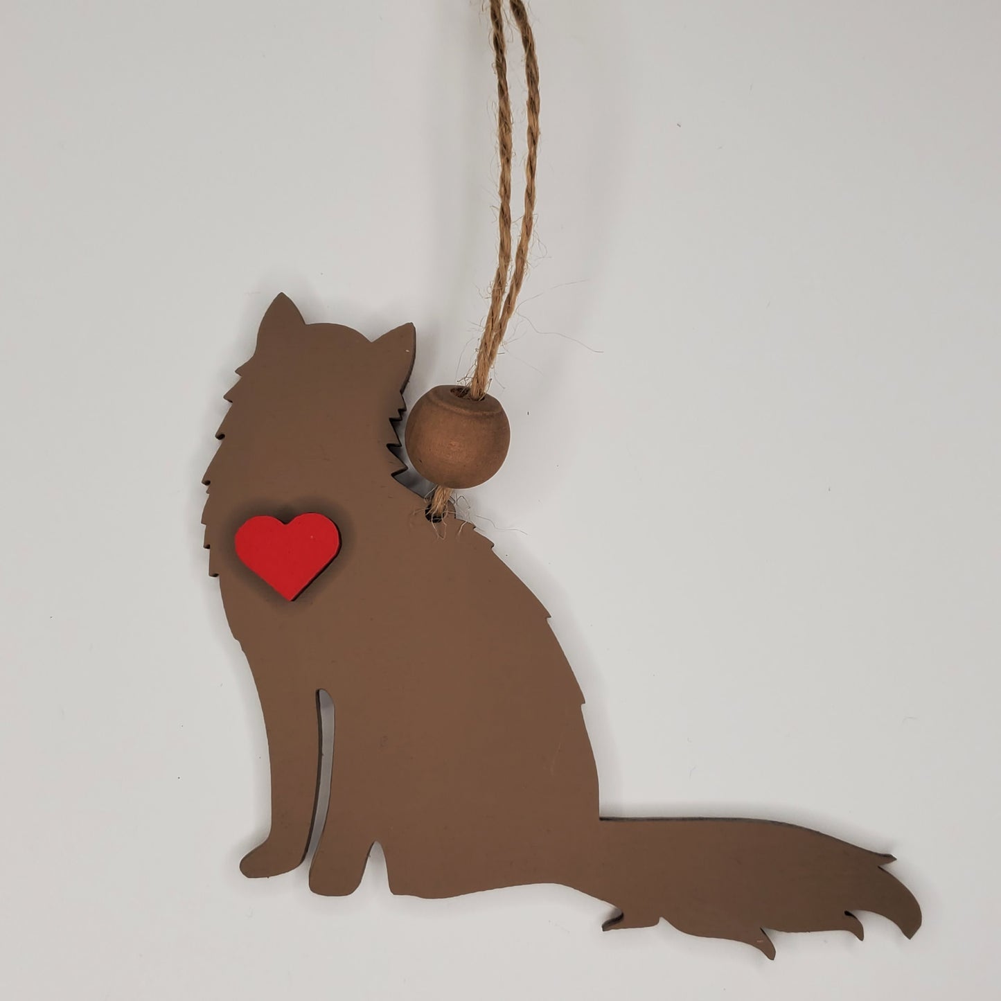 Wood Ornament, Car Charm - Cat