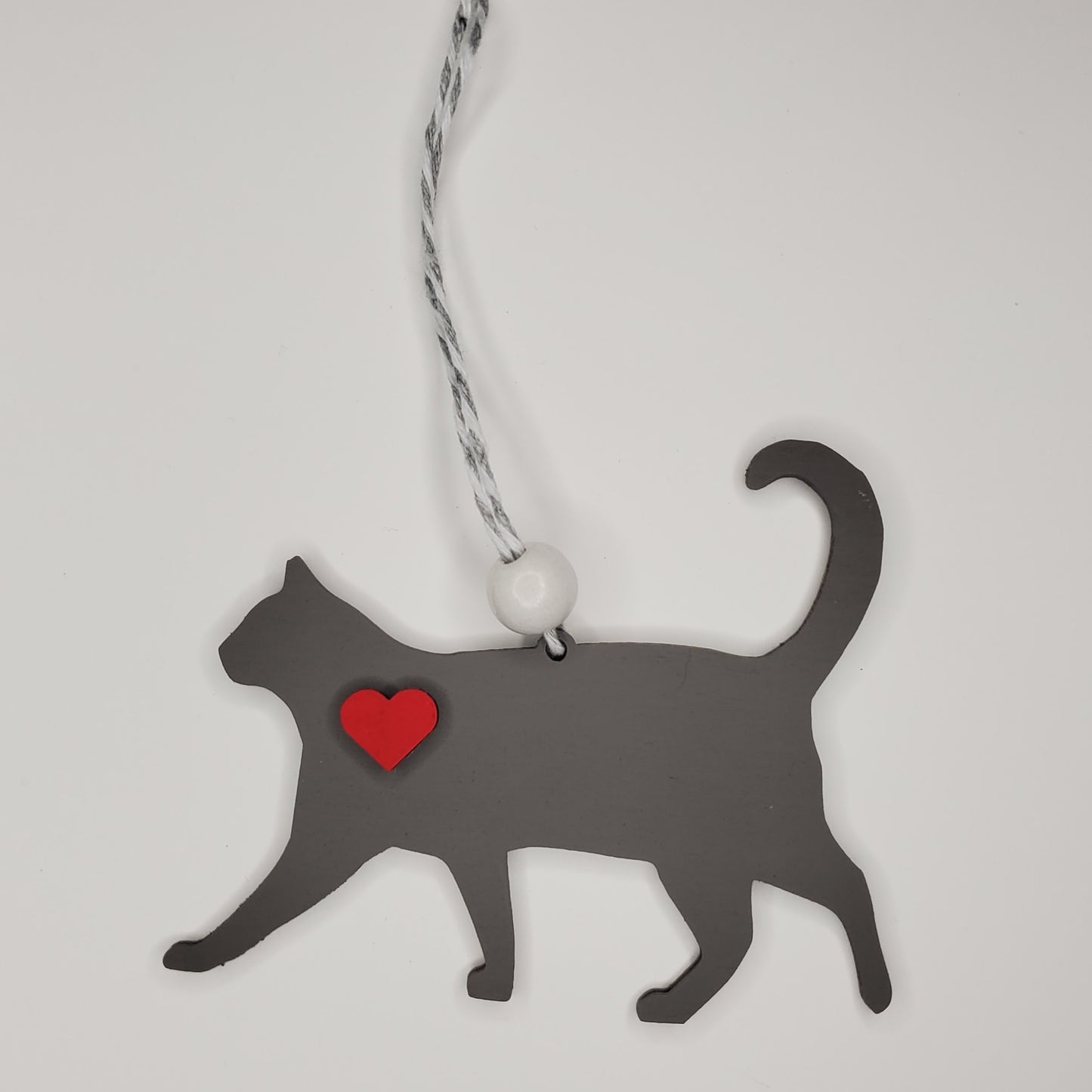 Wood Ornament, Car Charm - Cat