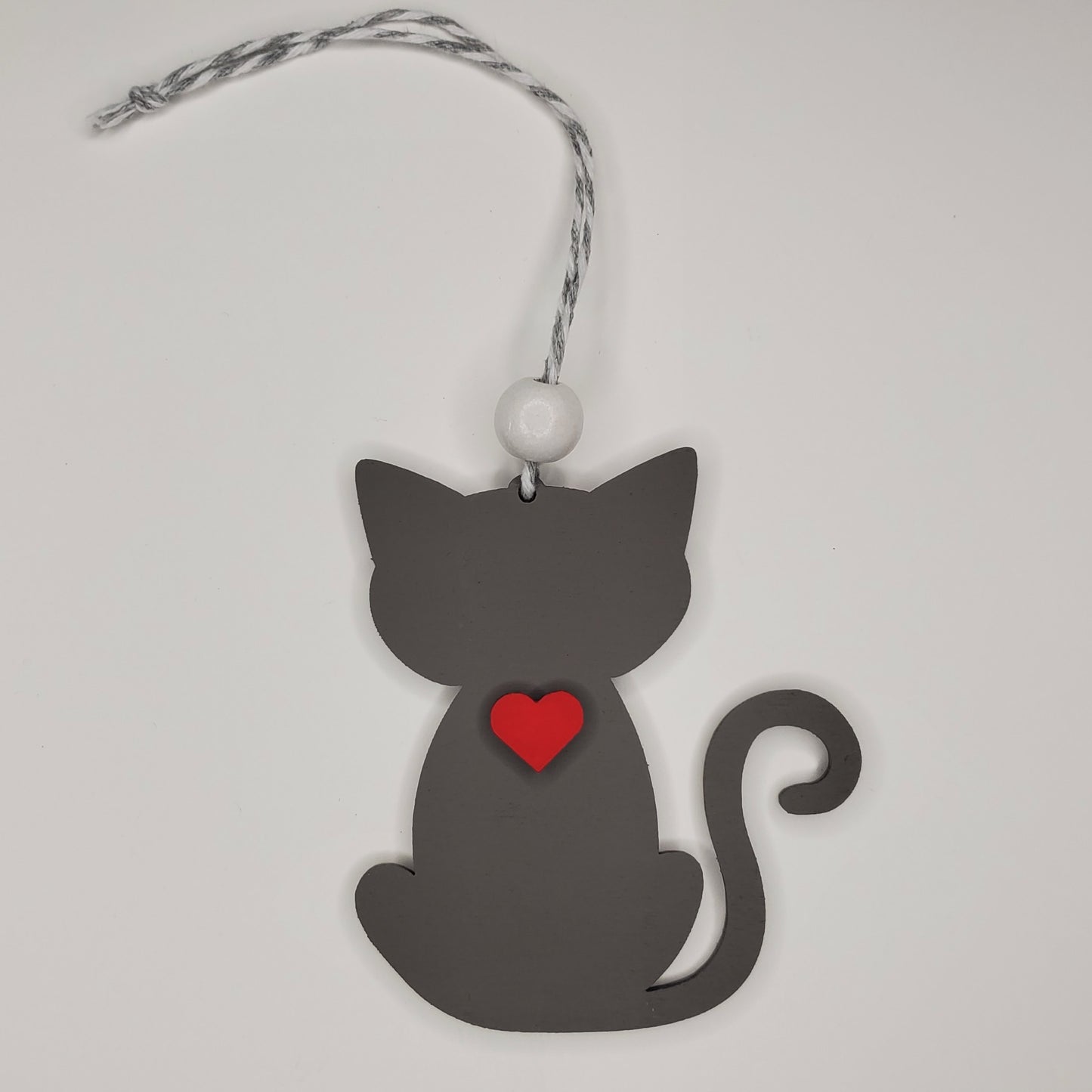 Wood Ornament, Car Charm - Cat