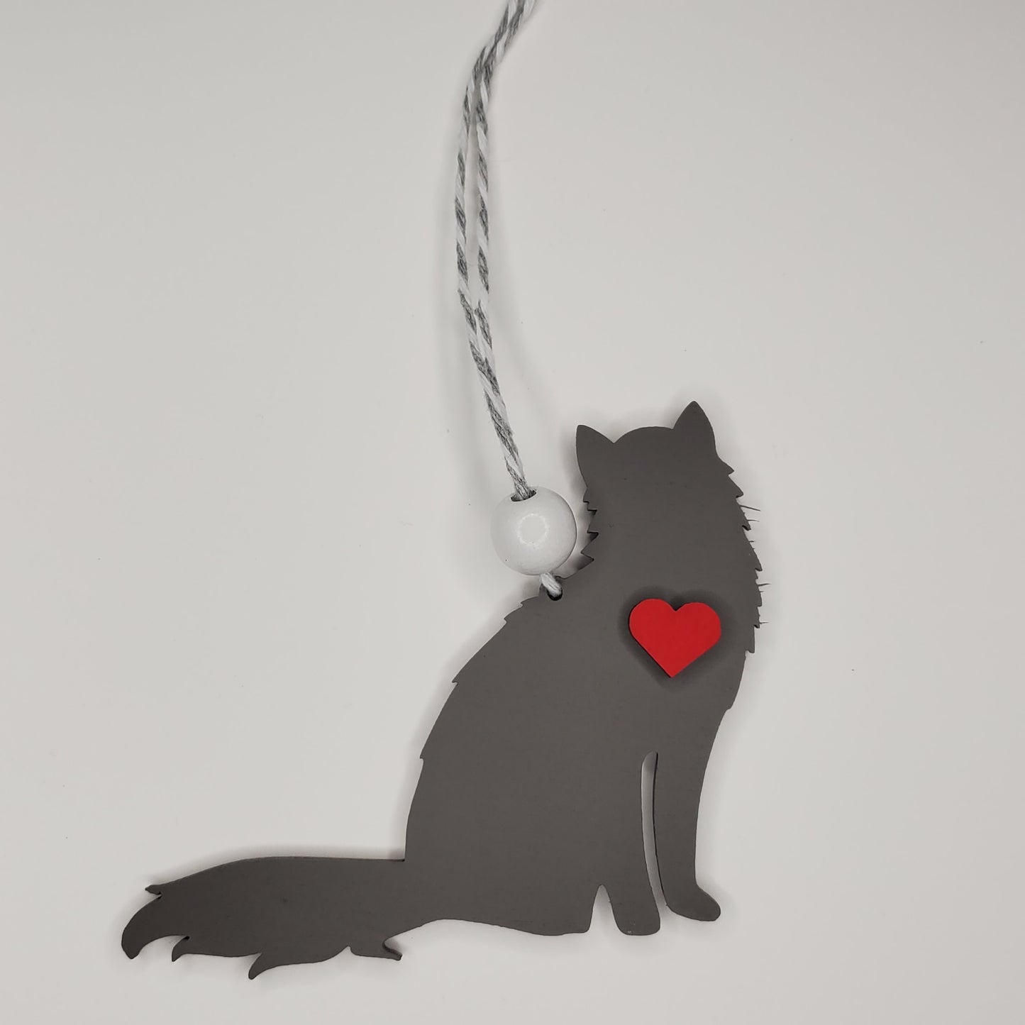 Wood Ornament, Car Charm - Cat