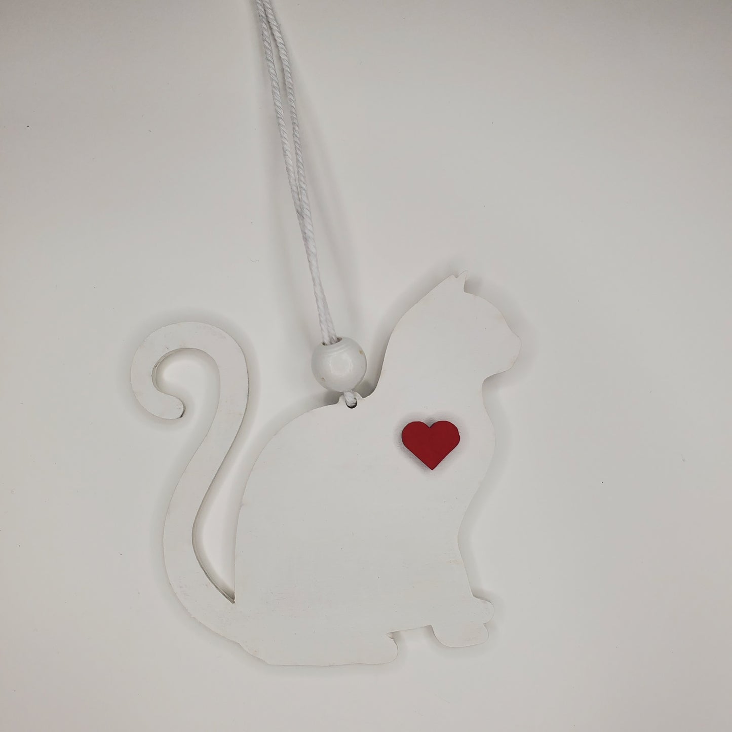 Wood Ornament, Car Charm - Cat