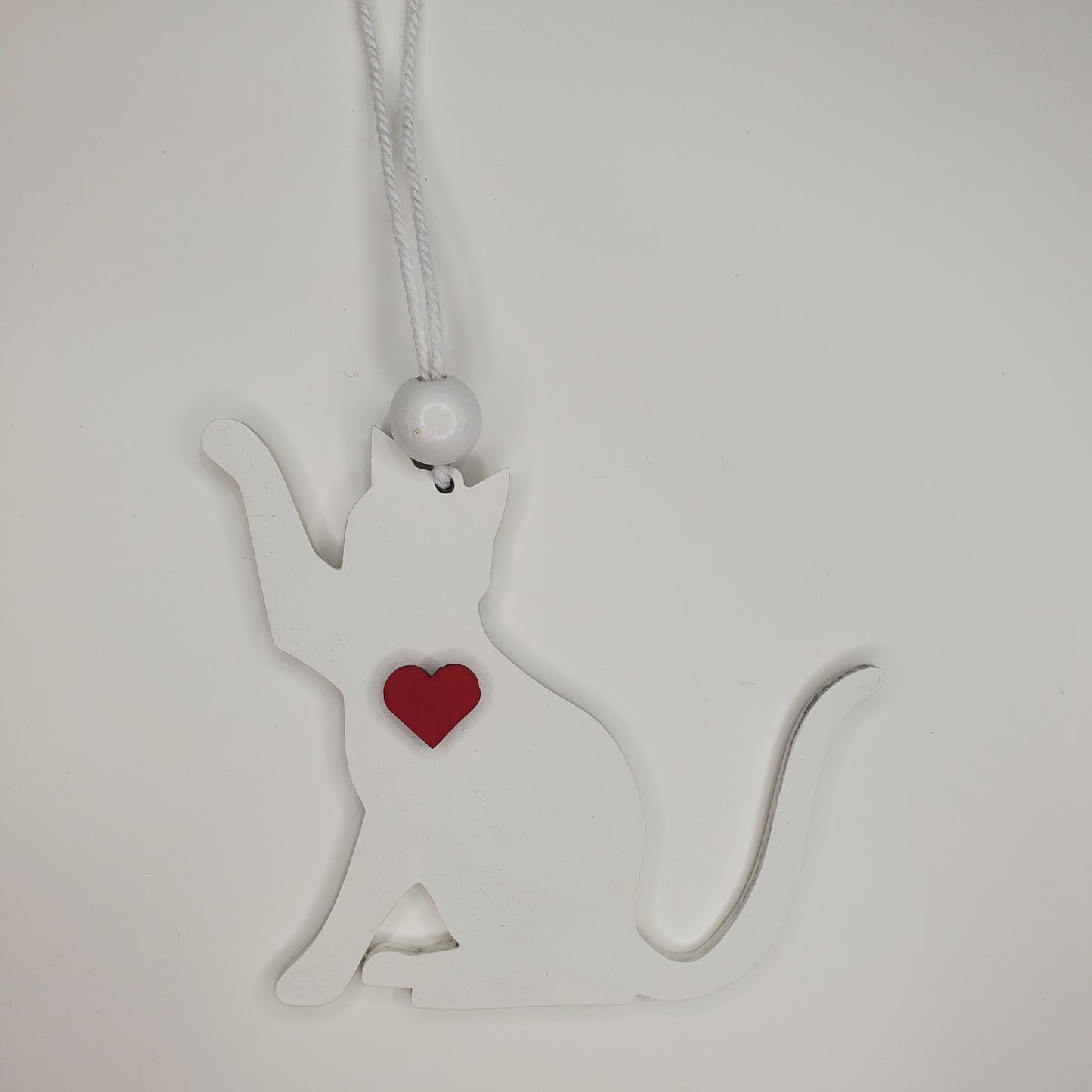 Wood Ornament, Car Charm - Cat