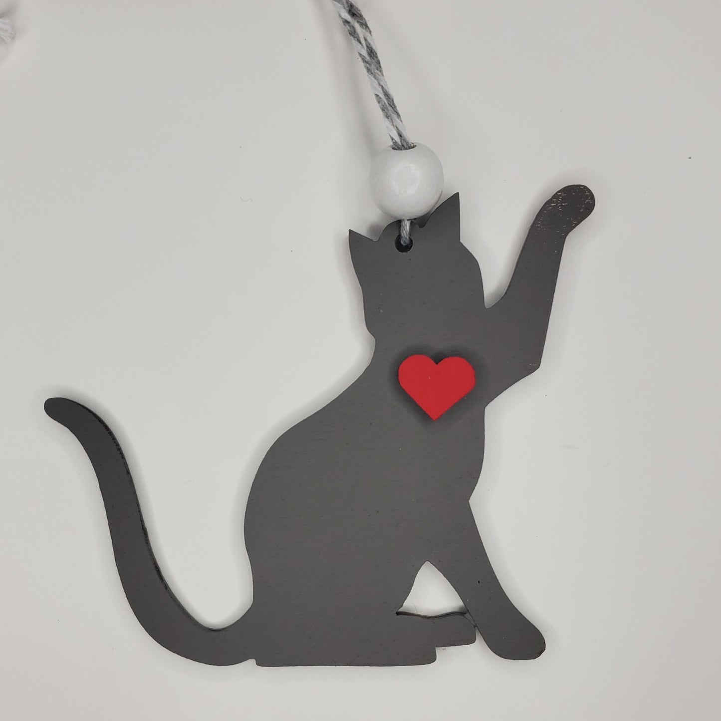 Wood Ornament, Car Charm - Cat