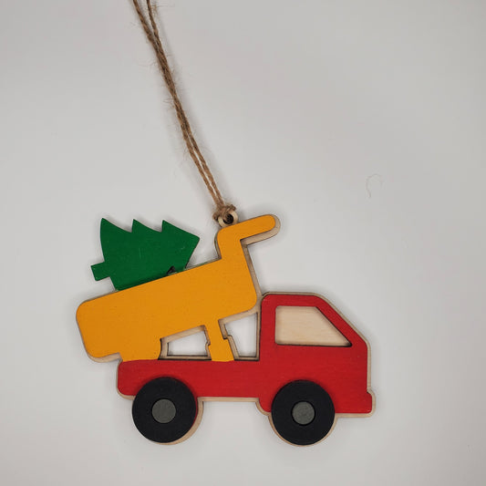Wooden Ornament - Dump Truck Ornament