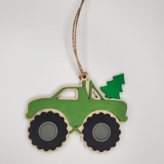 Wooden Ornament - Monster Truck Ornament