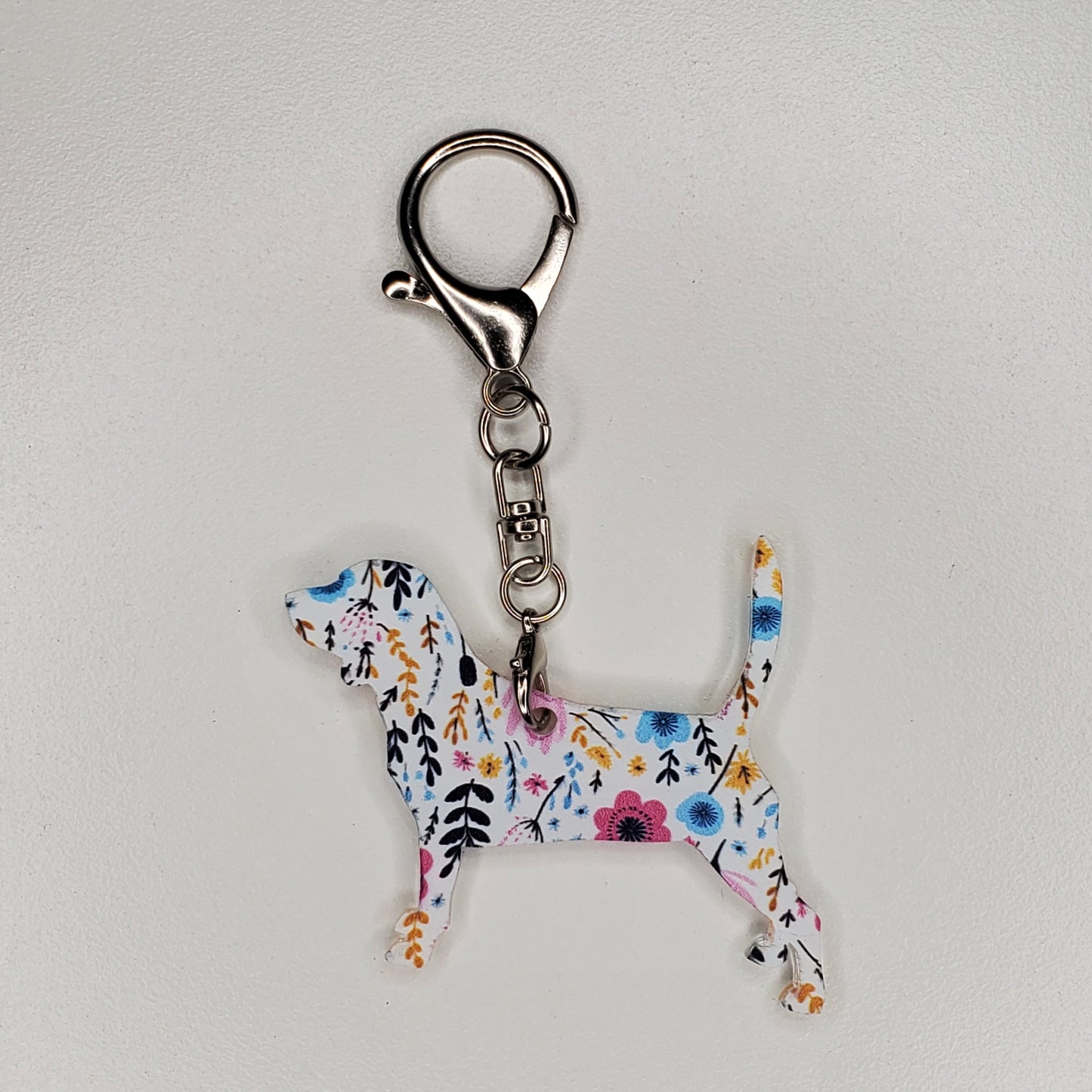 Designed and handmade acrylic Beagle bag, backpack or purse charm.