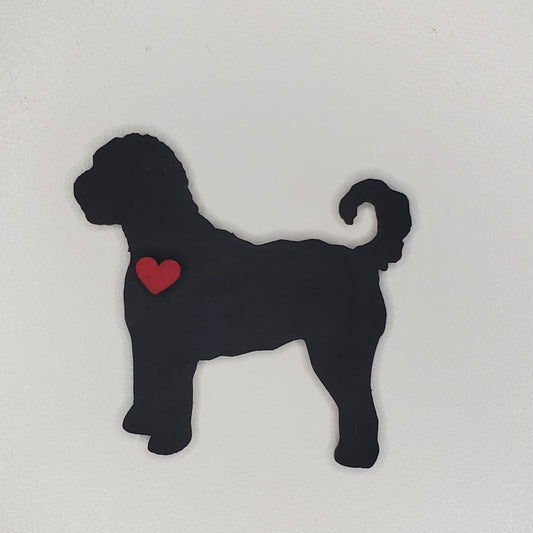 Laser cut  hand painted Golden Doodle dog magnet. Tricorn Black in color. Ready to display or gift.