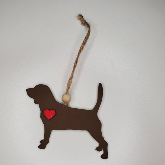 Laser cut, hand painted wood Basset Hound dog ornament, car charm. Ready to hang, display or give as a gift.