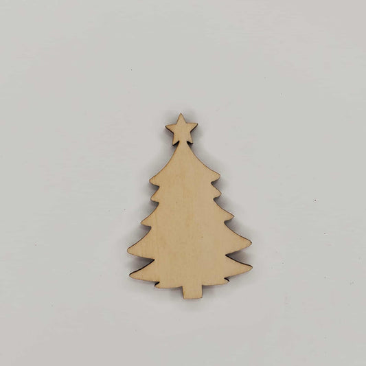 Wooden Fluffy Christmas Tree Shaped Cutout Piece for DIY
