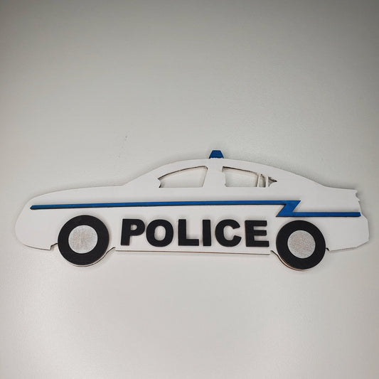 Wooden Sign - Police Car