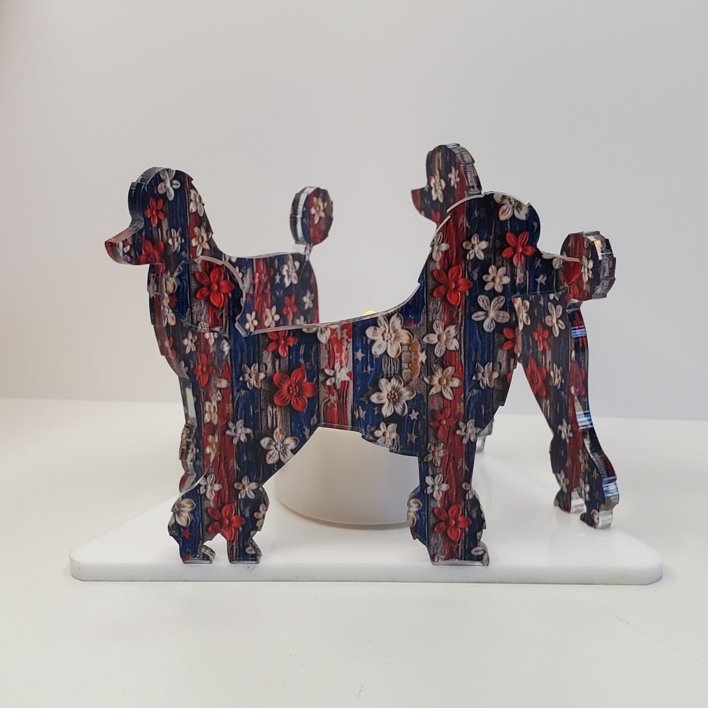 Hand Made Acrylic tealight candle holder in dog breed, Poodle.