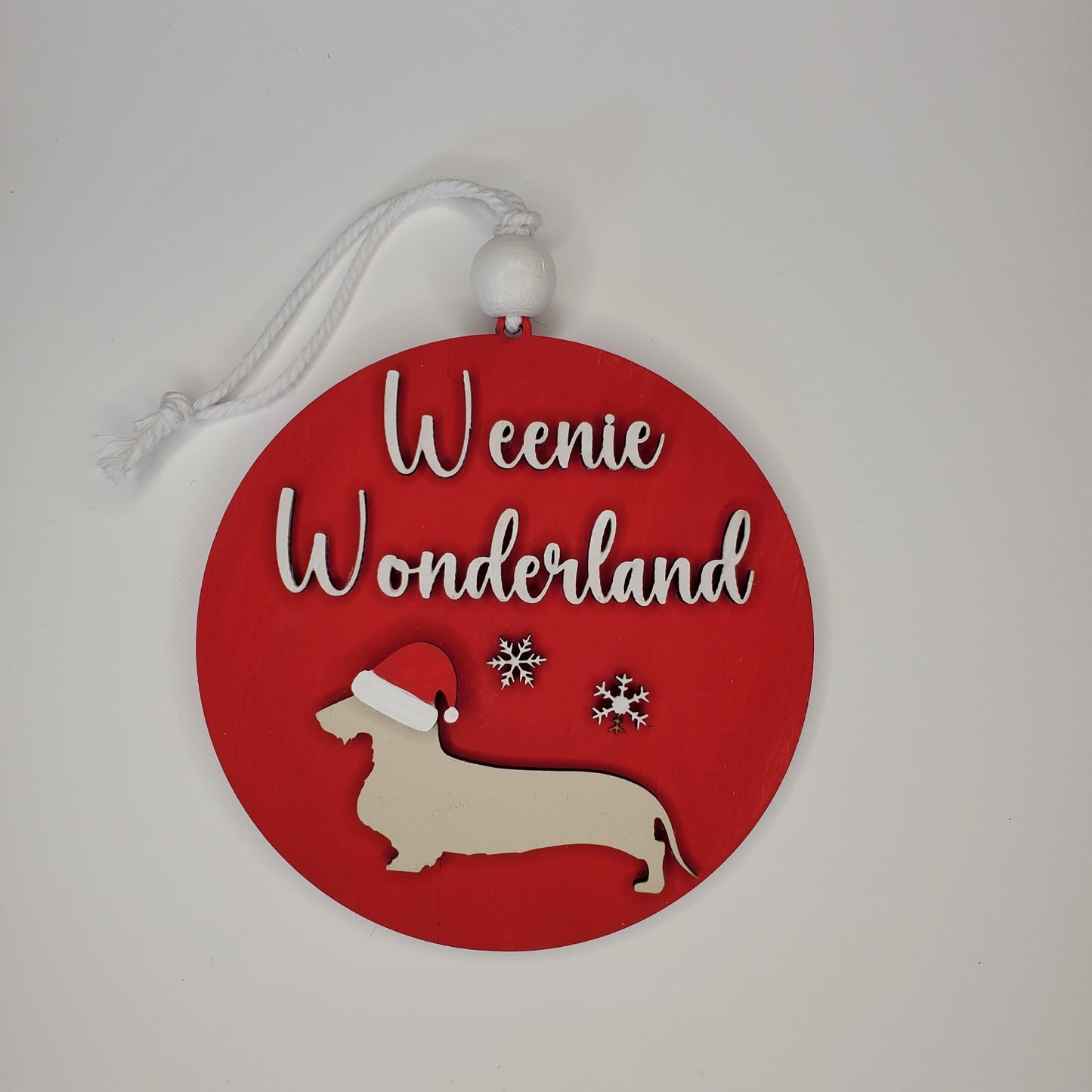 Wood Ornament - "Weenie Wonderland" Dachshund