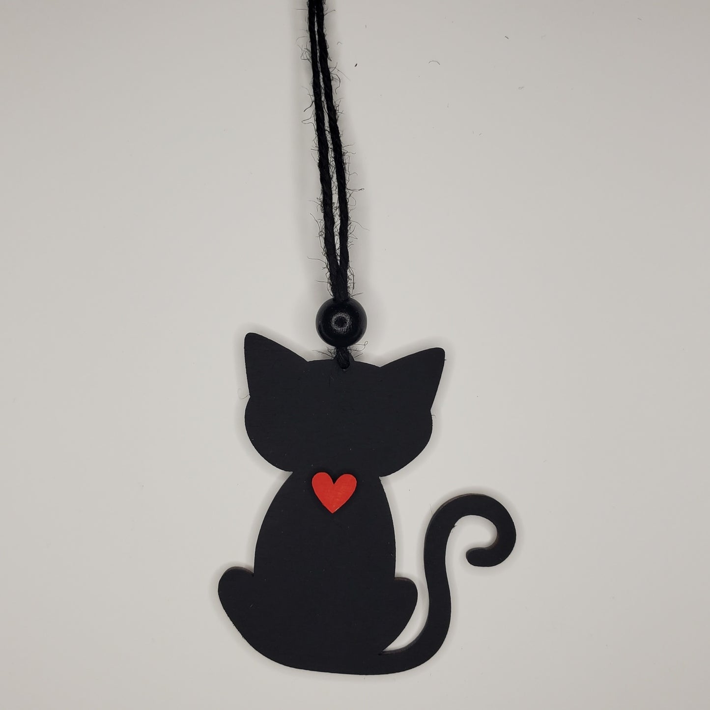 Wood Ornament, Car Charm - Cat