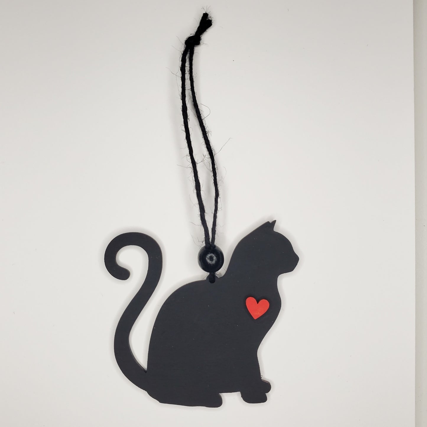 Wood Ornament, Car Charm - Cat