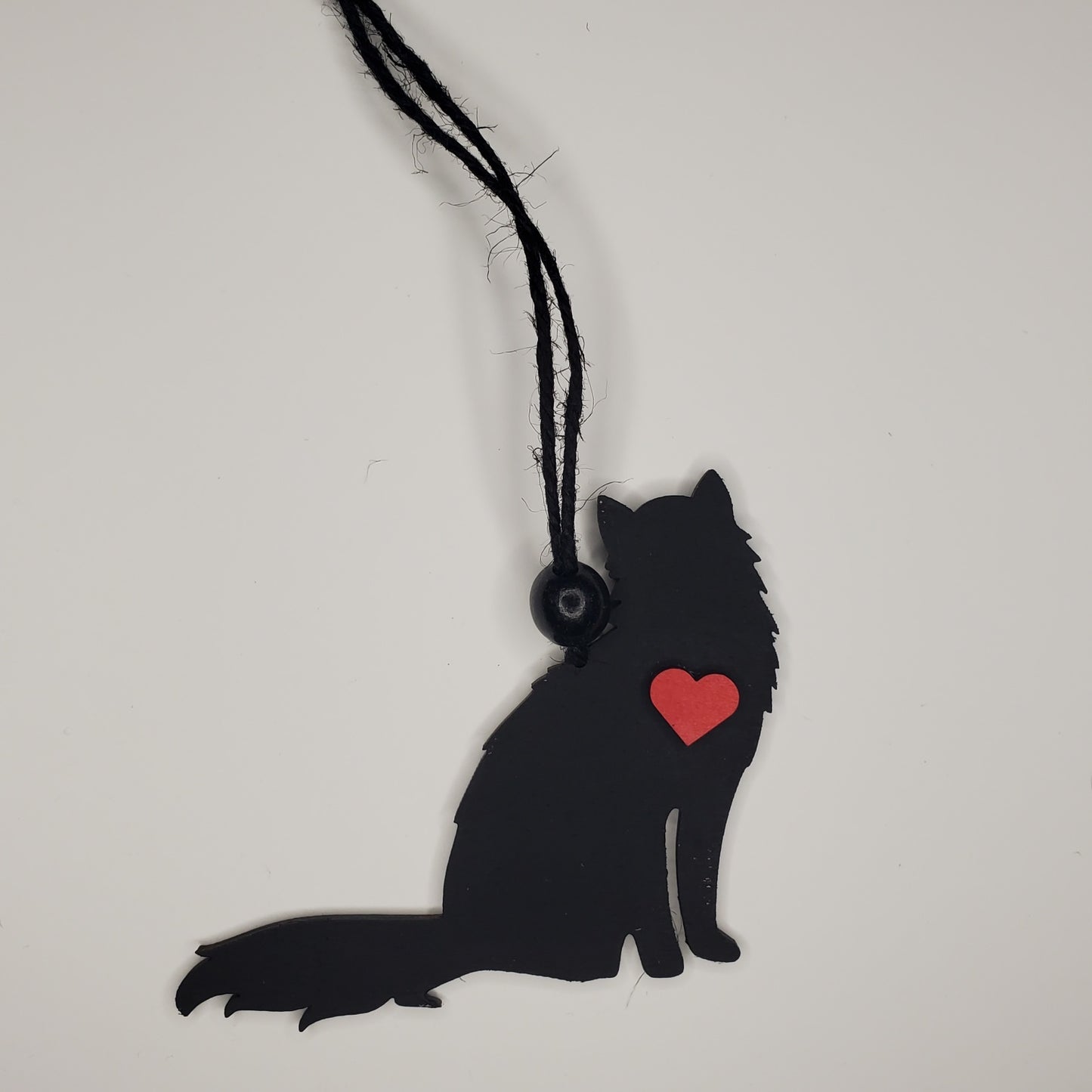 Wood Ornament, Car Charm - Cat