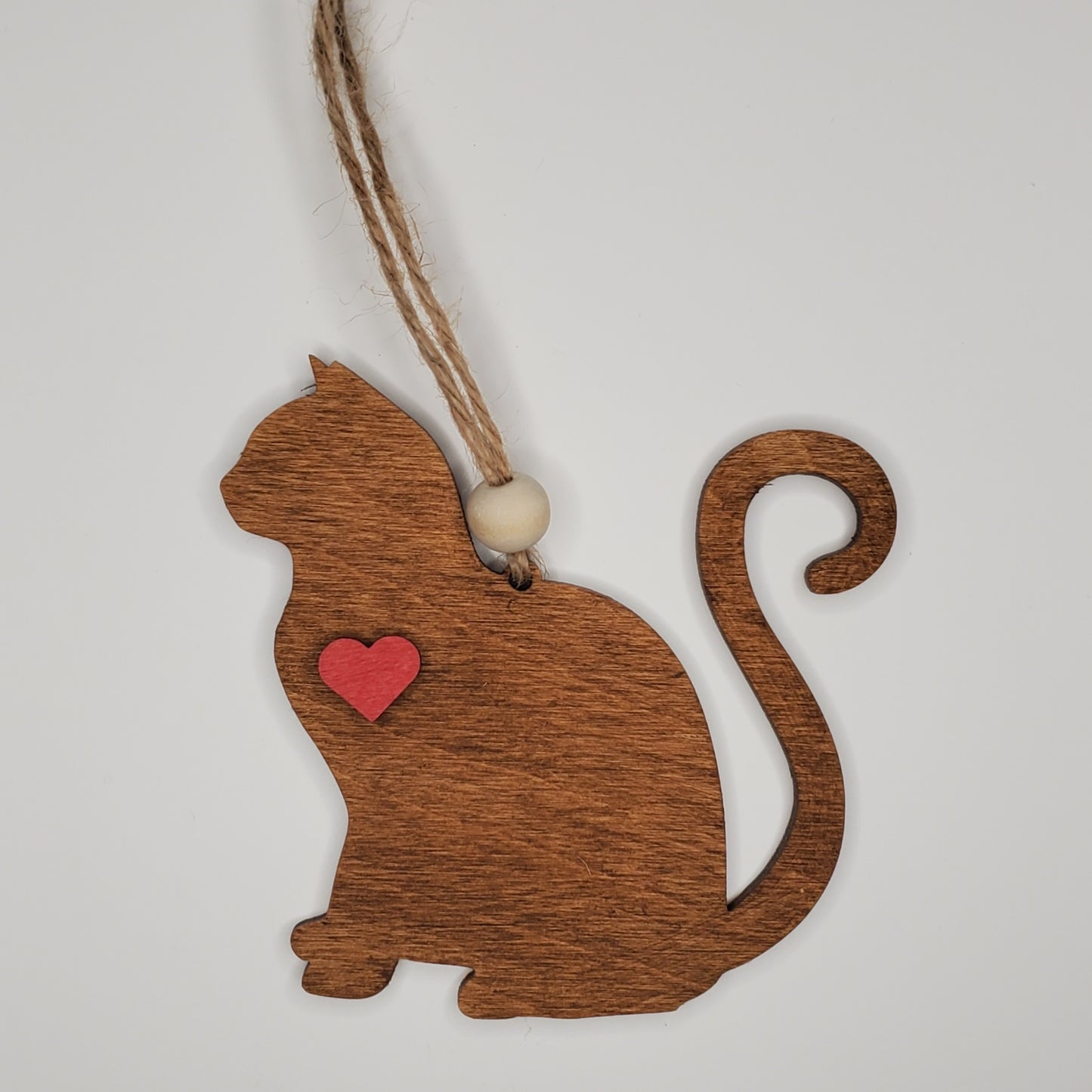 Wood Ornament, Car Charm - Cat