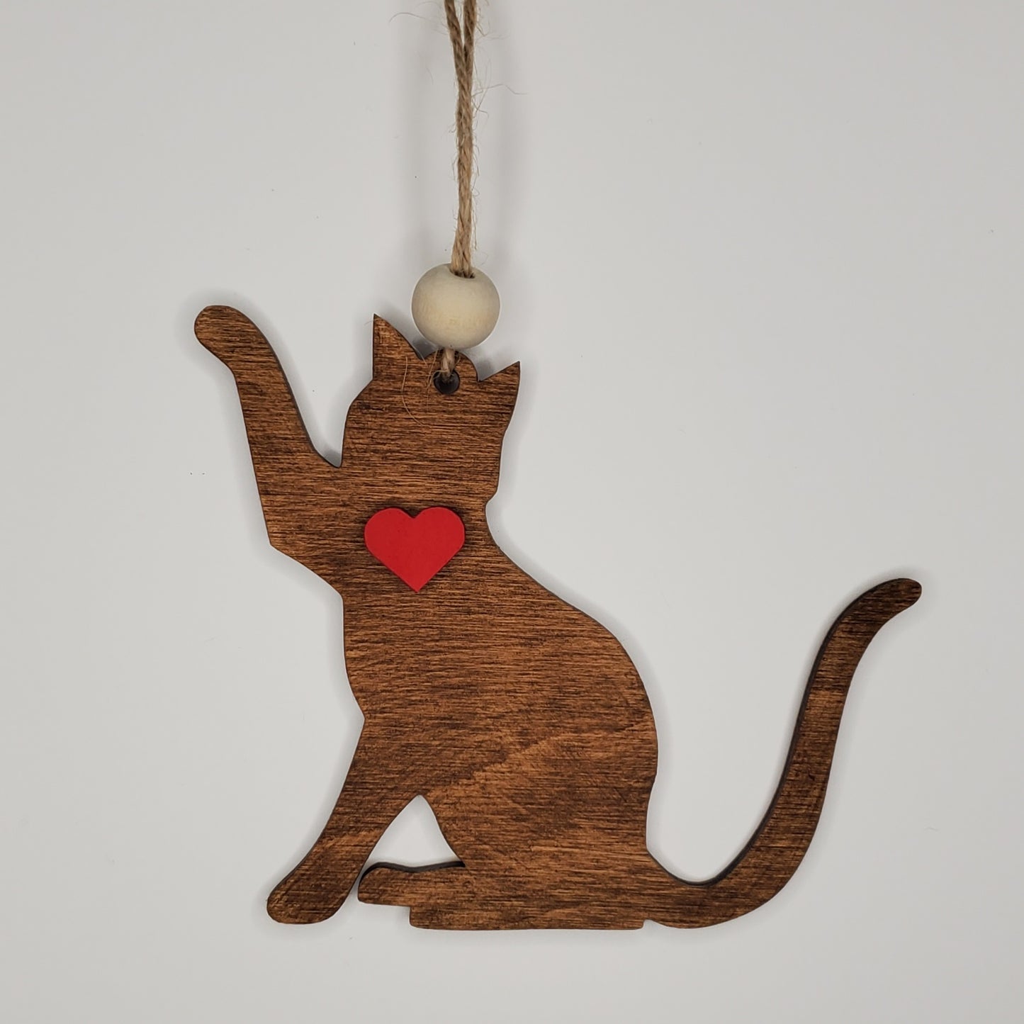 Wood Ornament, Car Charm - Cat