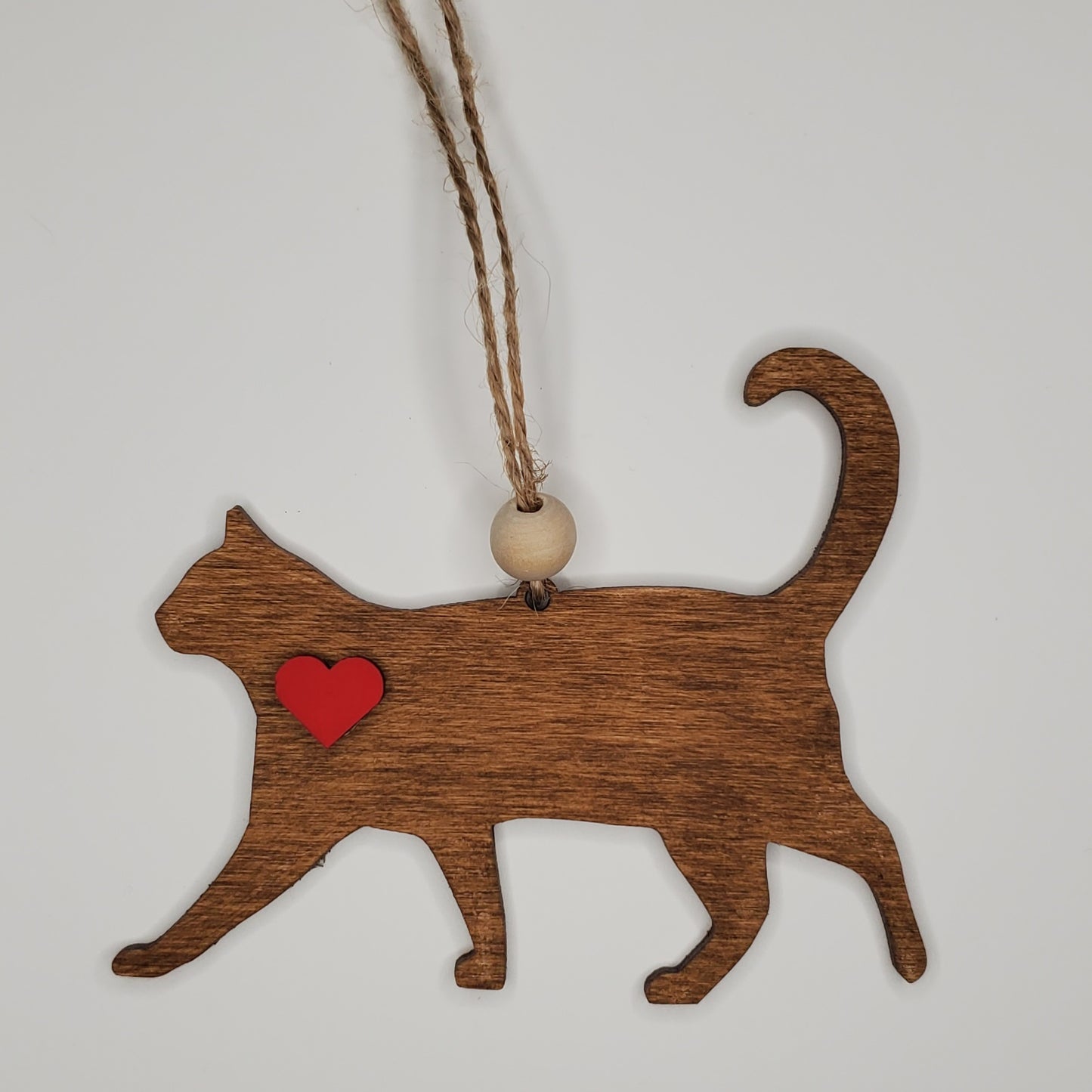 Wood Ornament, Car Charm - Cat