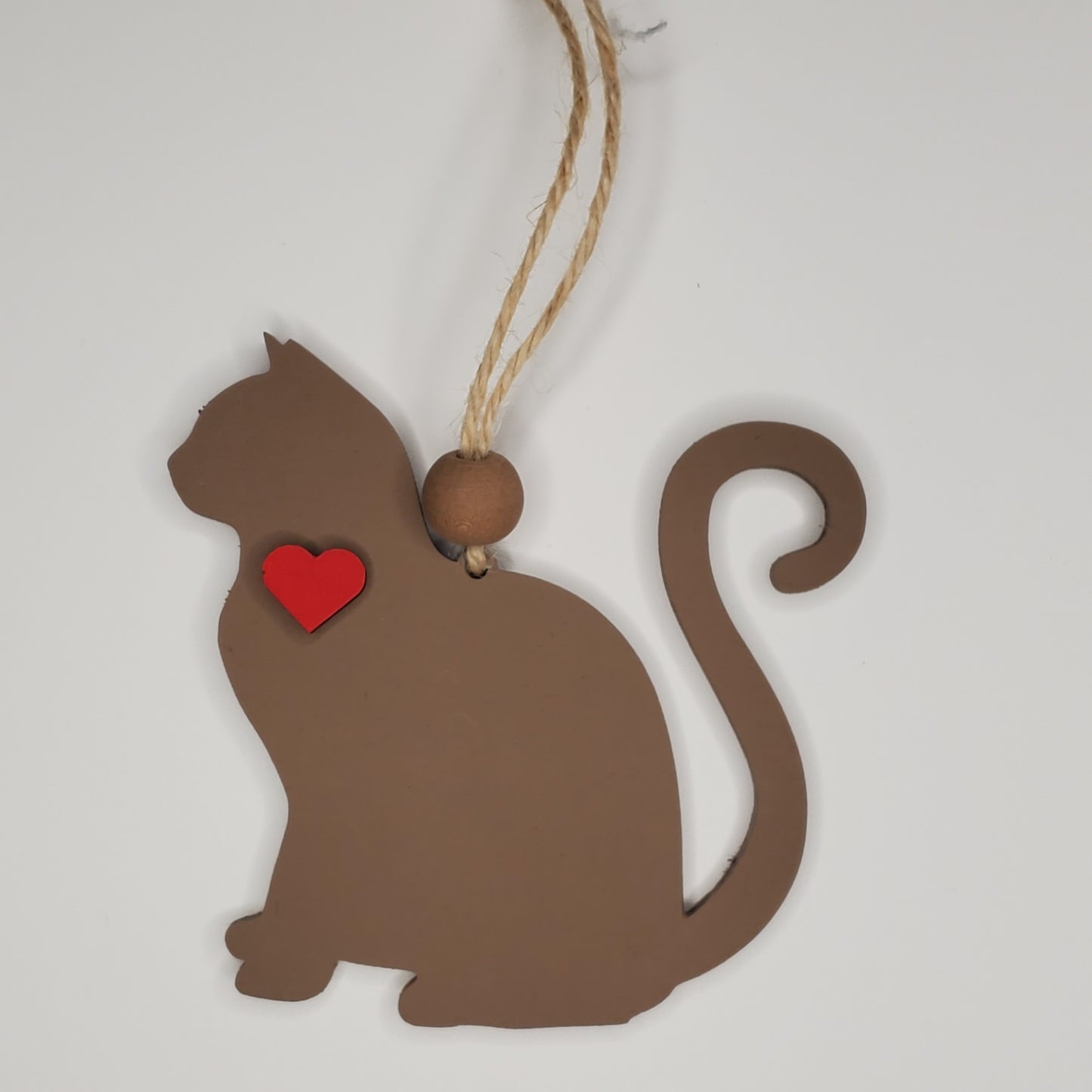 Wood Ornament, Car Charm - Cat