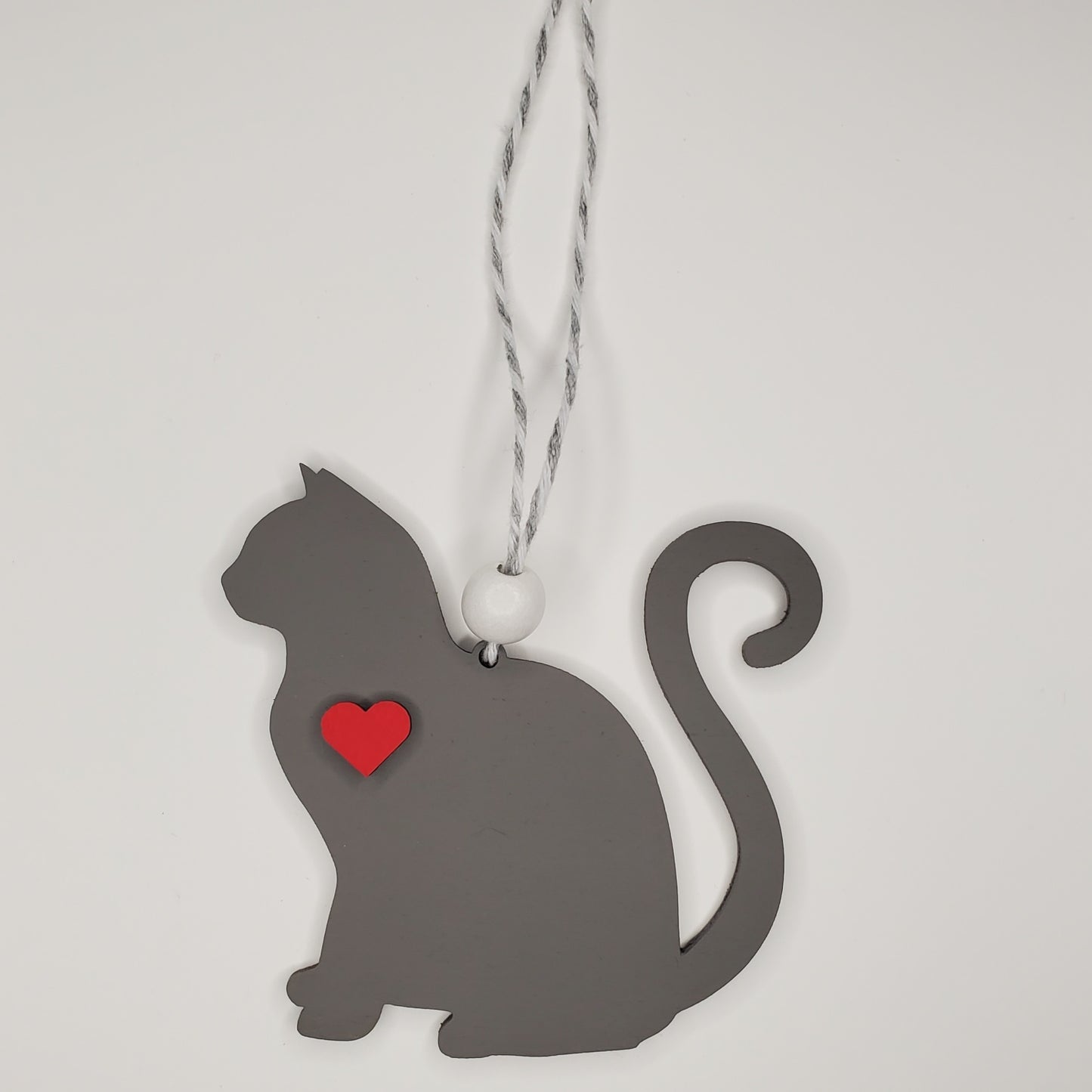 Wood Ornament, Car Charm - Cat