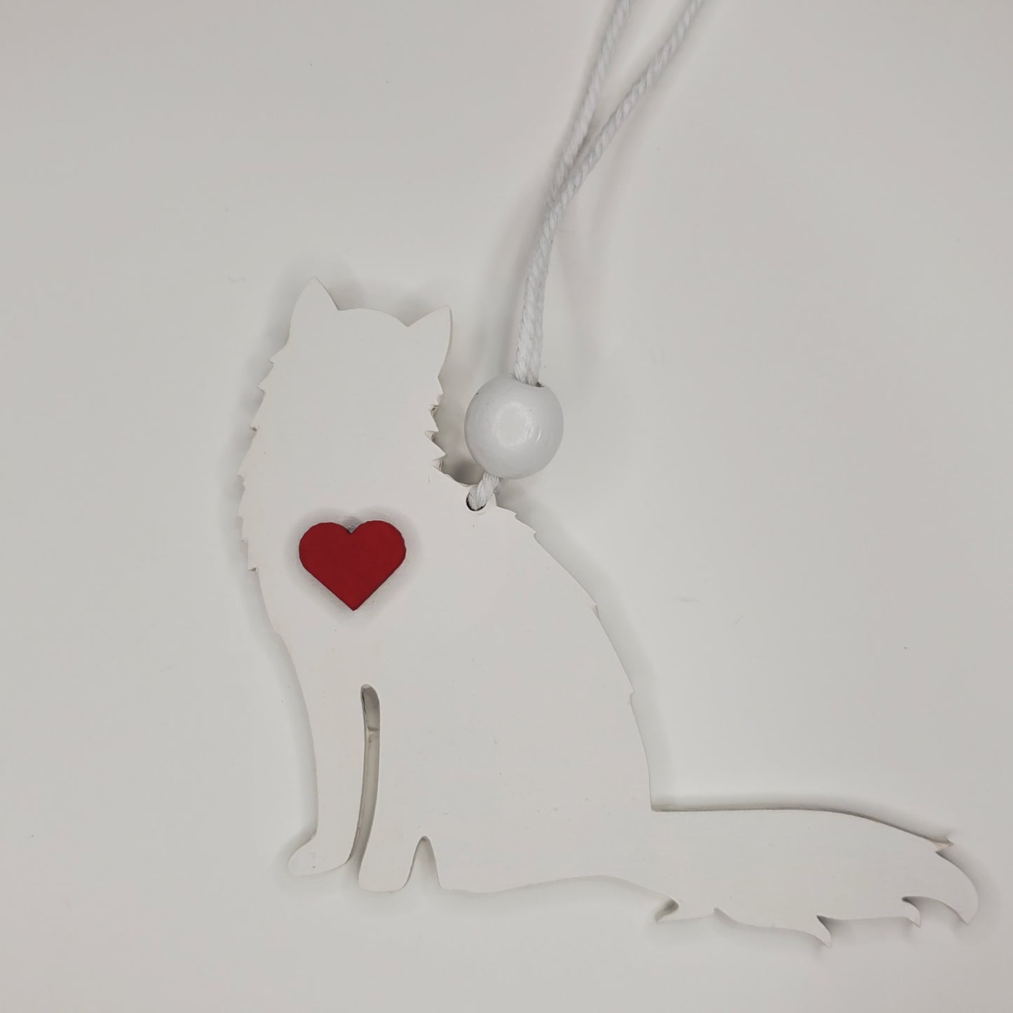 Wood Ornament, Car Charm - Cat