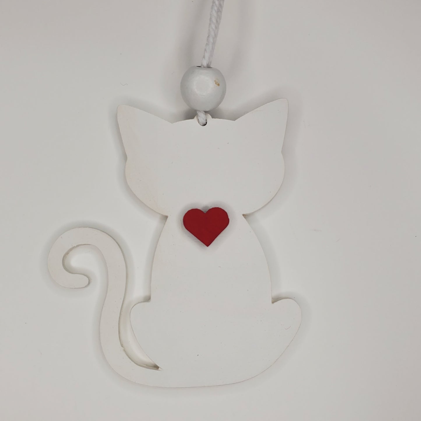 Wood Ornament, Car Charm - Cat