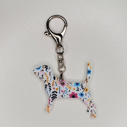 Designed and handmade acrylic Beagle bag, backpack or purse charm.
