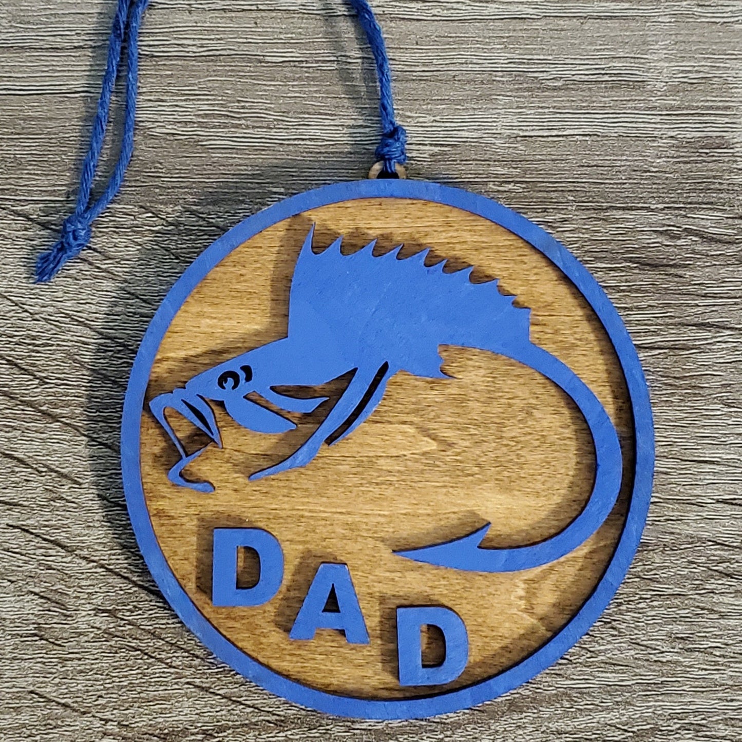 Laser cut wood DAD fish ornament. Hand painted or DIY Kit.