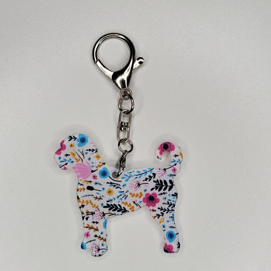 Handmade Acrylic purse charm / keychain dog breed Golden Doodle