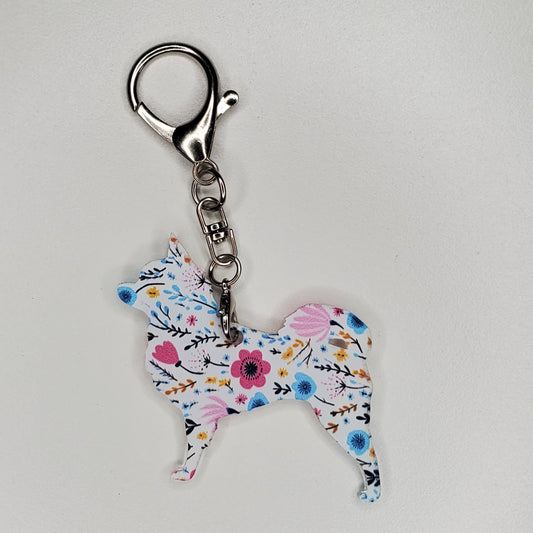 Designed and handmade acrylic bag, backpack or purse charm in dog breed Long Hair Chihuahua. 
