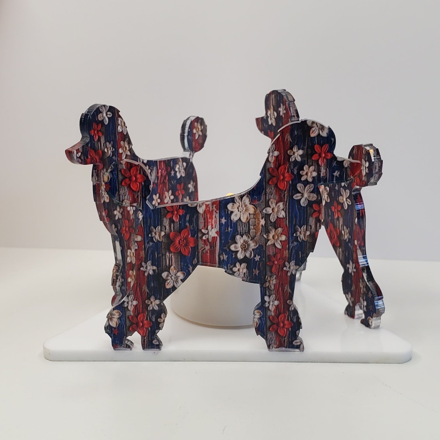 Hand Made Acrylic tealight candle holder in dog breed, Poodle.